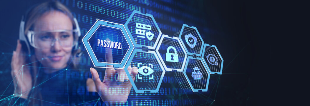 Password to access personal user data, cybersecurity concept.
