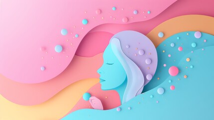Realistic paper cut layered human head. Colorful papercut man silhouette on isolated background for personality or psychology concept.