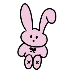 Hand drawn bunny for cartoon, character, comic, mascot, plush toy, rabbit doll, cute patches, easter, kids, toddler, baby, picnic, spring, summer, zoo, pet, vet, nature, forest, garden, girly stuff