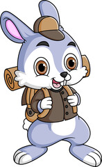 Cartoon Standing rabbit with Backpack