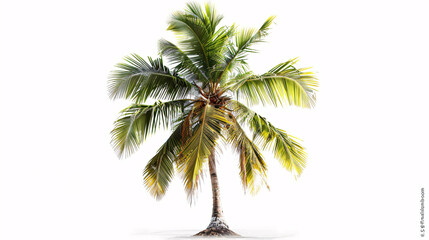 coconut palm tree isolated white background summer asset