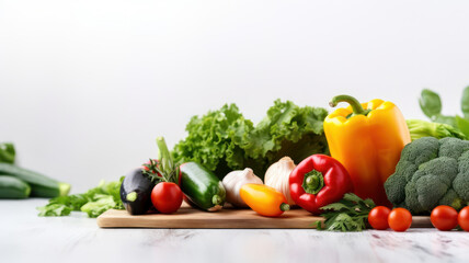 top view fresh vegetable on white background