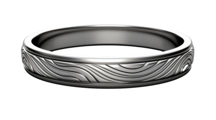 Elegant Wavy Design Wedding Band isolated o,n trandsparent or white background