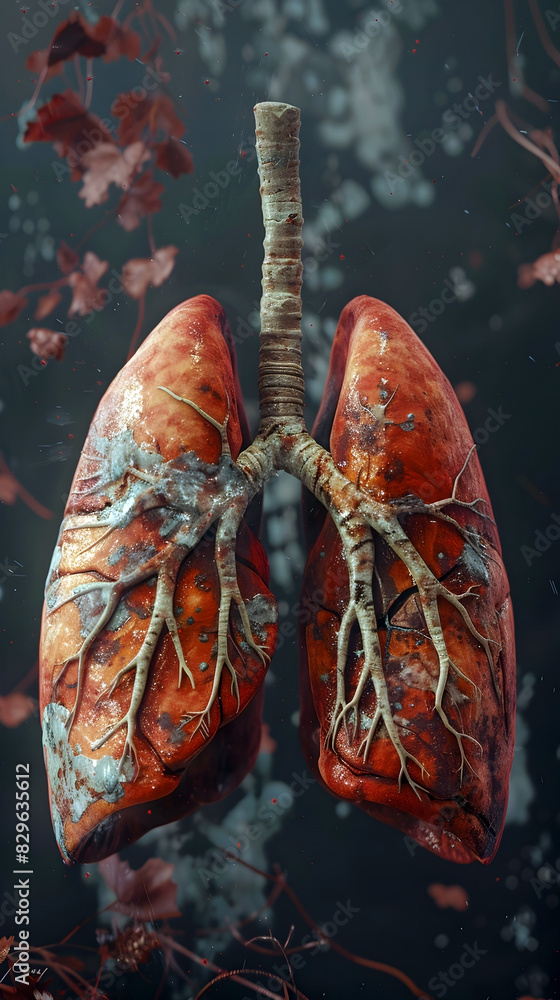 Wall mural Detailed 3D of Healthy Human Respiratory Organs for Medical and Educational Purposes