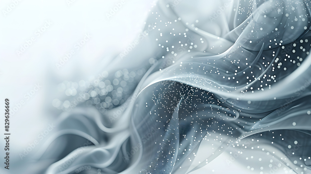 Poster grey white abstract background with flowing particles. digital future technology concept. vector ill