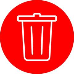 Trash Line White Circle Red Icon Design