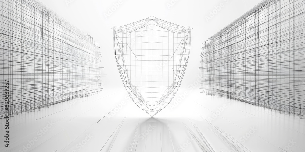 Aufkleber wireframe of cybersecurity shield data protection and privacy. concept cybersecurity, data protectio
