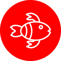 Tropical Fish Line White Circle Red Icon Design