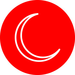 crescent moon Line White Circle Red Icon Design