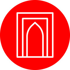 mahrab Line White Circle Red Icon Design