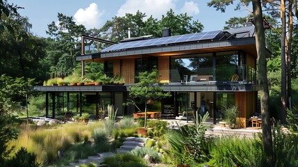 Obraz premium Enchanting Fusion: Embracing Nature's Beauty with Cutting-Edge Technology in the Heart of the Woodland Wonderland - A Captivating Journey Beyond Boundaries