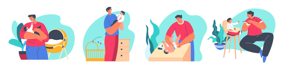 a Father Caring for Newborn Baby