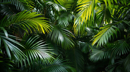 Fototapeta premium palm leaves green background tropical and exotic summer Holiday relaxation theme natural and beauty