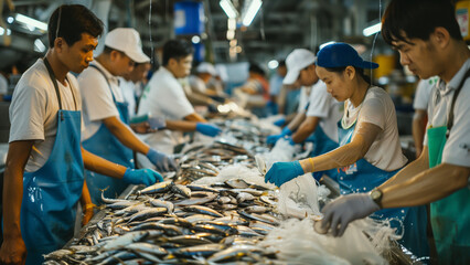 From Sea to Can: Men at Work in a Fish Processing Plant