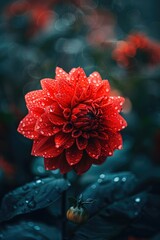 Close-up of a flower in drops of water. Selective focus.