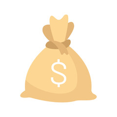 Money Bag flat illustration. Dollars Wealth and banking icon. Isolated on white