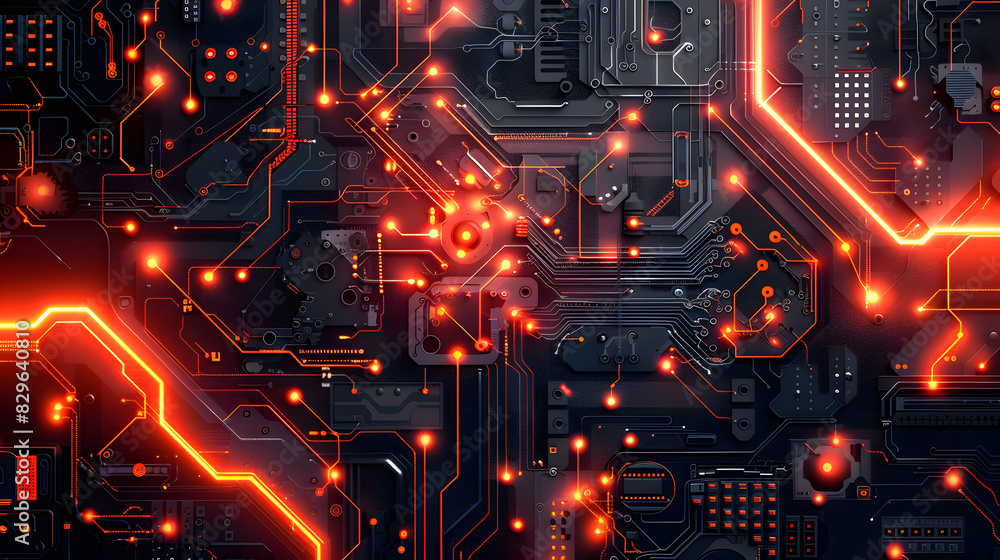 Poster abstract technological background with various technological ele