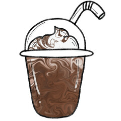 Double choc chip frappuccino cartoon doodle