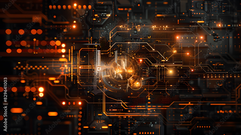 Poster abstract technological background with various technological ele