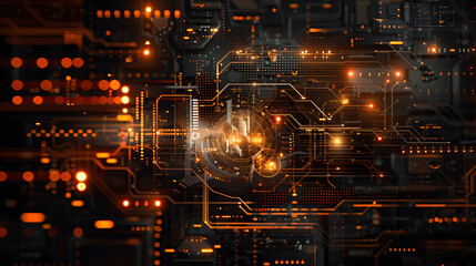 Abstract technological background with various technological ele