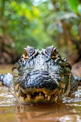 Obraz premium Large crocodile in the water. Selective focus.