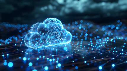 3D illustration, concept image. Embossed mesh representing internet connections in cloud computing
