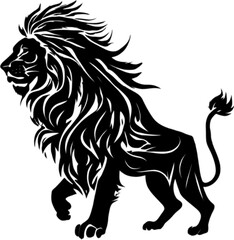 Fototapeta premium Majestic black and white stencil lion, A powerful and elegant design. 