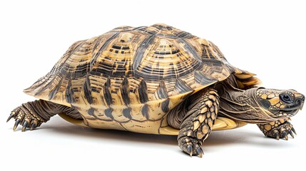 Obraz premium Hermann tortoise turtle d'hermann testudo hermanni isolated white background studio lighting profile view side view entire full whole