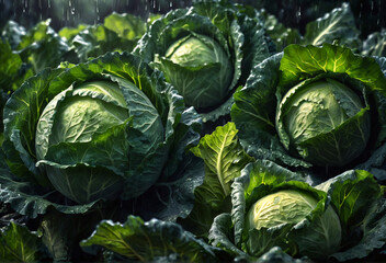 Obraz premium Green organic cabbage. Generative AI