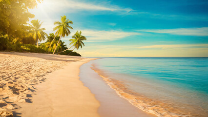 summer beach: A stunning, serene image of a pristine summer beach, devoid of any human presence.