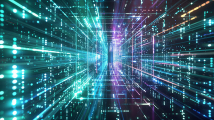 Fototapeta premium Blurred technology business background wallpaper backdrop, telecommunications, cybersecurity, connectivity and network