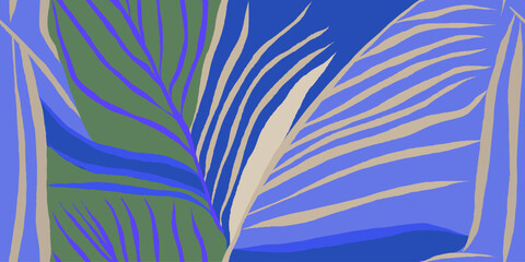 Hand drawn abstract leaves print. Beautiful botanical silhouette collage contemporary seamless pattern. 