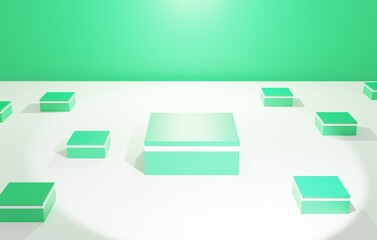 3D Render Abstract Empty Cube Podium