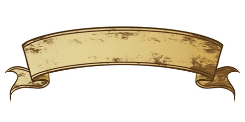 illustration of isolated grunge gold ribbon bow banner	
