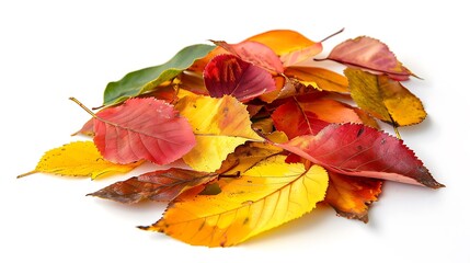 Fototapeta premium Colorful autumn leaves isolated on white background