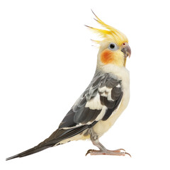 Cockatiel side view full body isolate on transparency background PNG