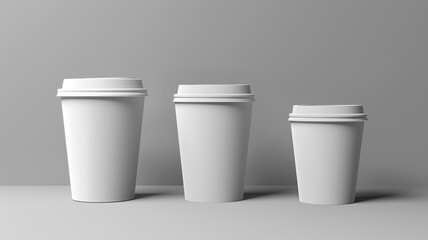 white paper coffee cups  on white background