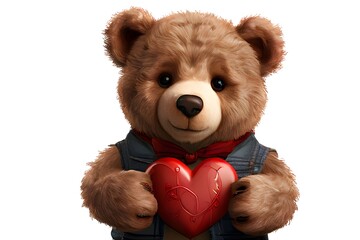 a red background with a red background behind it and a red background behind the teddy bear with a foam heart on it.