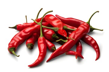 Isolated red hot chili peppers against a white backdrop. Red hot chili peppers and spicy cuisine on a dark backdrop. Red chili pepper in closeup on a black backdrop


