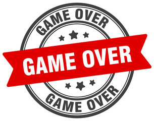 game over stamp. game over label on transparent background. round sign