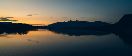 Sunset at Derwentwater over Skiddaw