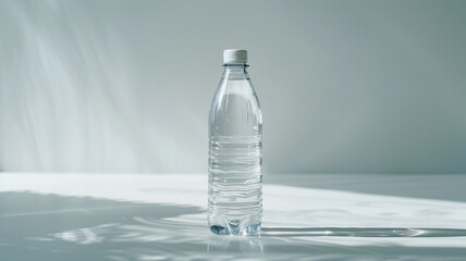 A water bottle stands on a white background.
