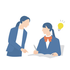 女性講師に個別指導してもらう女子高生