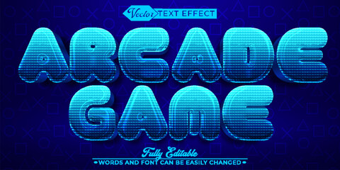Blue Pixel Arcade Game Vector Editable Text Effect Template