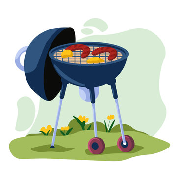 recommend clip art: a Blue Grill With Food