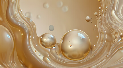 Abstract Cream Liquid Bubbles In Motion background