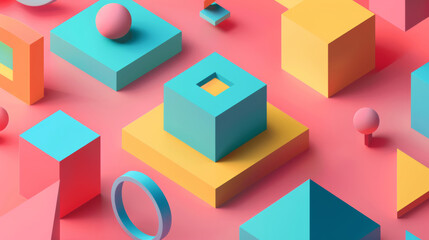 Fototapeta premium abstract colorful background with cubes and balls