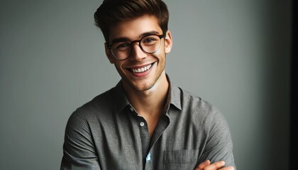 Fototapeta premium Smiling Young Man with Glasses