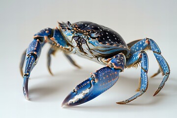A blue crab on a white background, high quality, high resolution