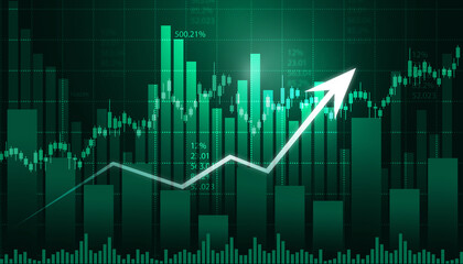 Stock market graph forex trading. 3d illustration.